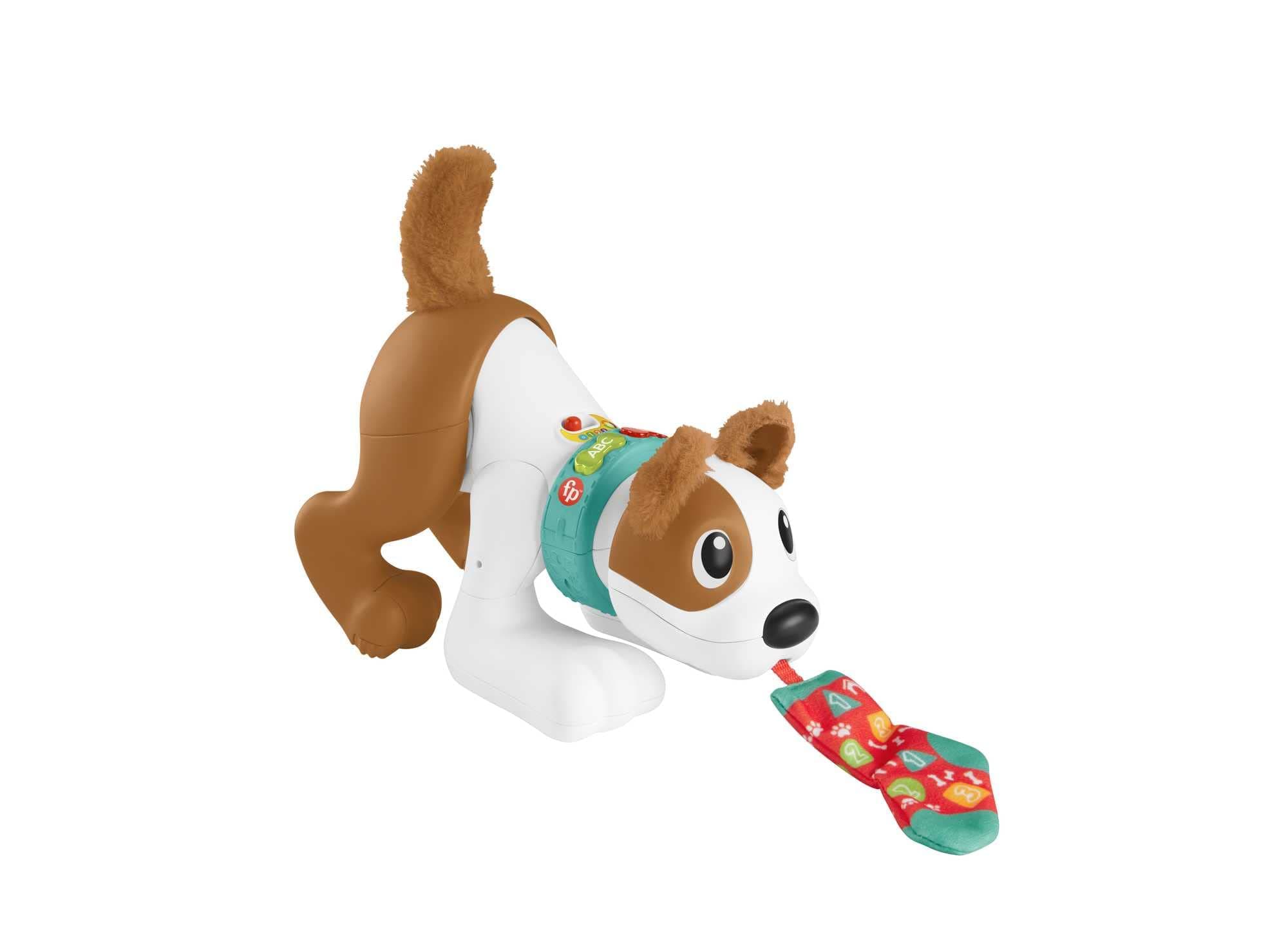 Fisher-Price 123 Crawl With Me Puppy, electronic dog infant crawling toy with music and Smart Stages learning content for infants and toddlers