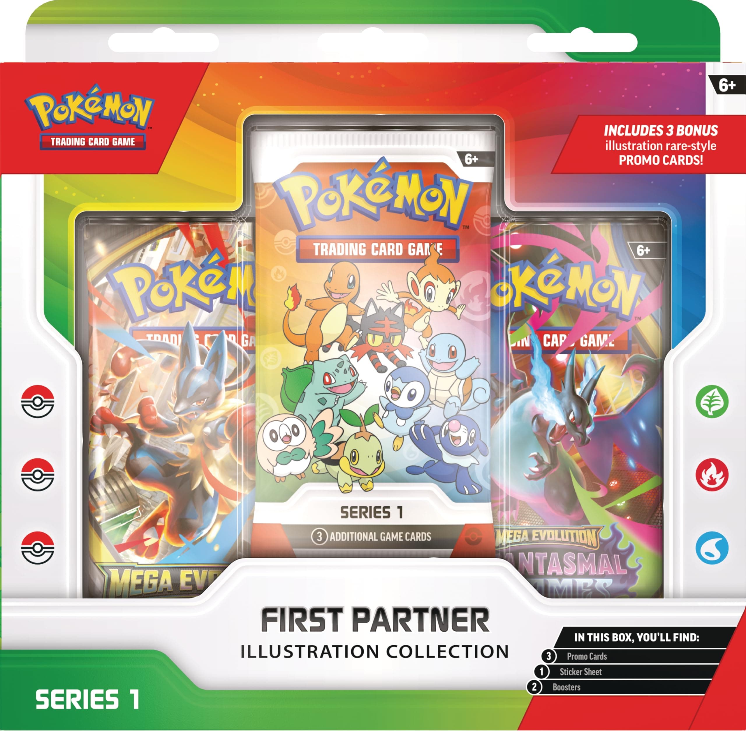 Pokémon TCG: First Partner Illustration Collection—Series 1 (3 Promo Cards, 2 Booster Packs & 1 Sticker Sheet)
