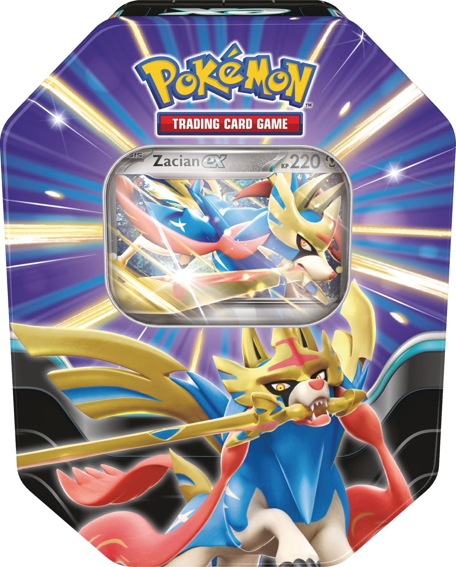 Pokémon - Trading Card Game: Tin-Box Powerful Legends: Zacian-ex (1 Holographic Promo Card & 4 Booster Packs)