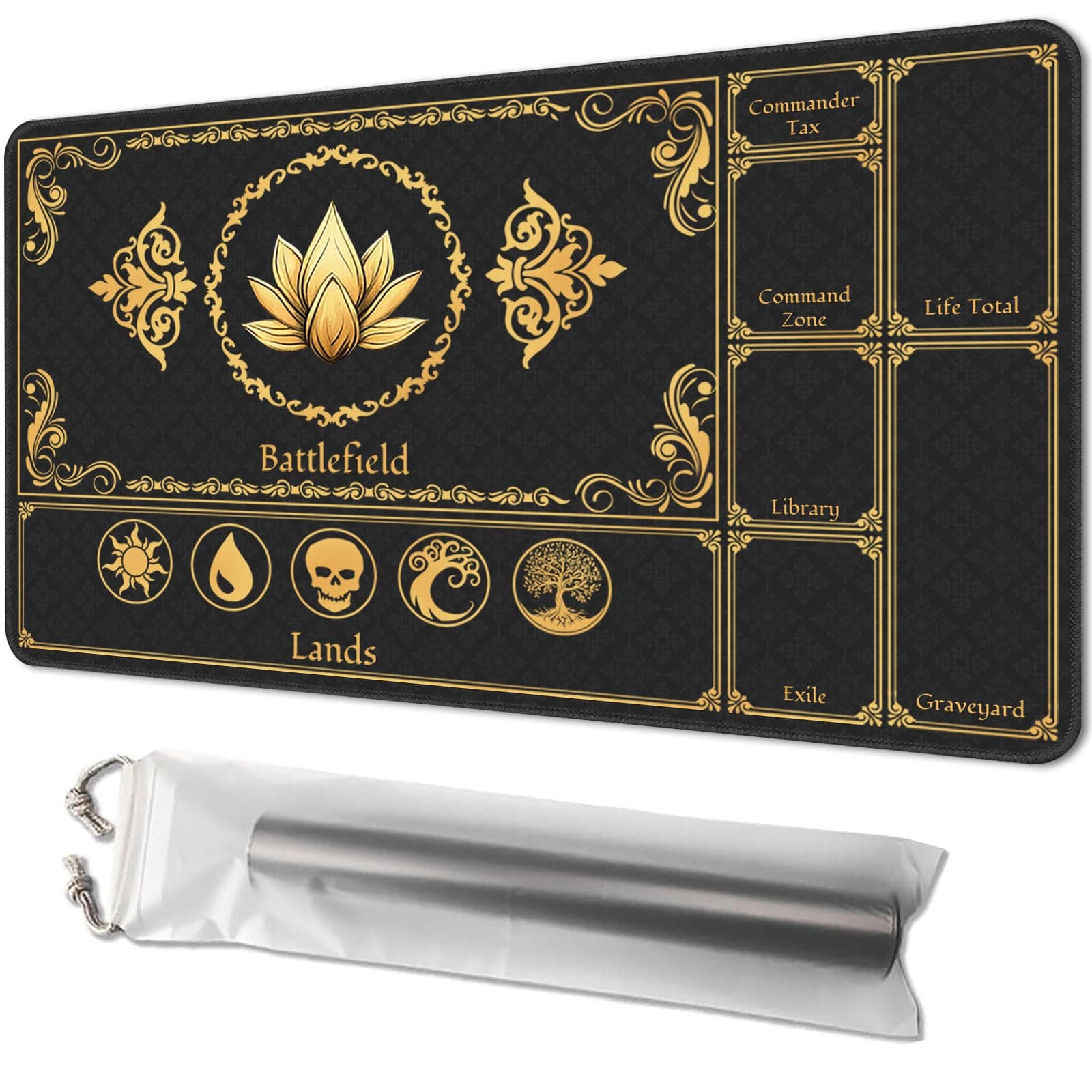 Playmat for MTG, Size 24 x 14 inches, Personalized TCG Card Game Mat for Magic The Gathering Players – Unique, Ideal for Card Game Enthusiasts, Balck